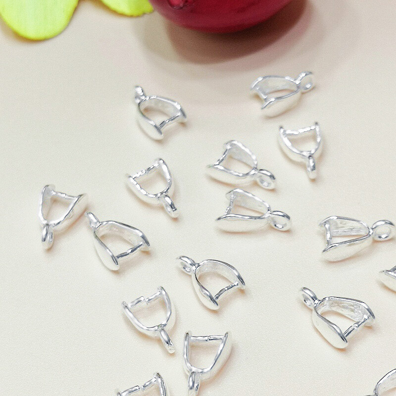 Jewelry Making Stones - 50 stuks verzilverde connector pinch bail