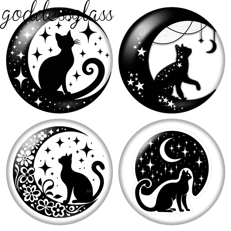 Jewelry Making Drawing - Moon&Star Zwarte Kat Leuke Tekeningen Liefde
